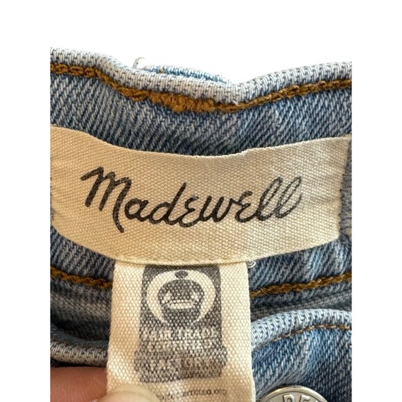 Madewell Perfect Mid-Length Jean Shorts Women’s Size 27 Light Wash Frayed Hem De - Picture 3 of 5